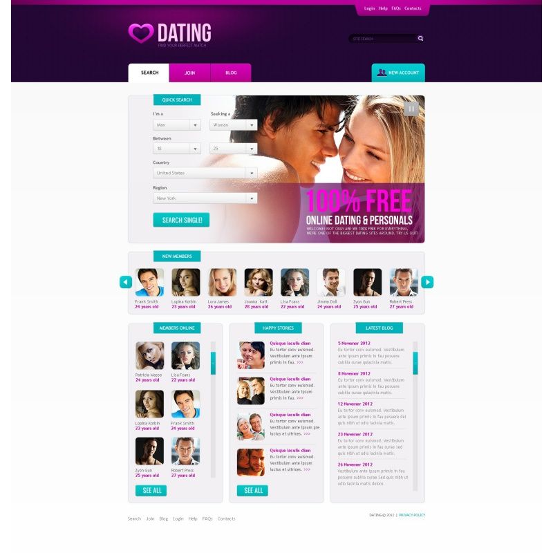 Kostenlose Dating-Seite HTML-Templates